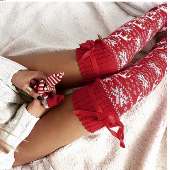 Love Is Real Couture Other - ❄️ Holiday Sale! ❄️  Cozy Over Knee Leggings, Red